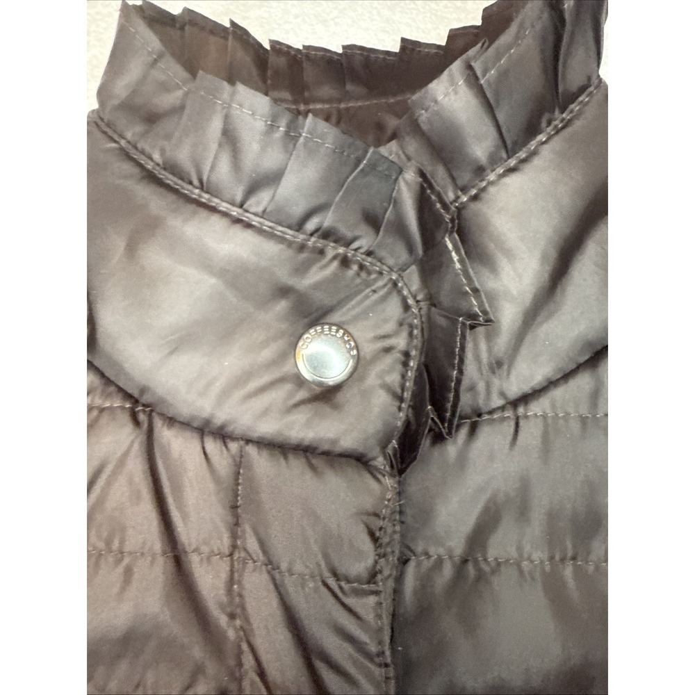 Coffee Shop NY Vest Quilted Women's Size Small Brown Ruffles Coquette Girl - Picture 2 of 14